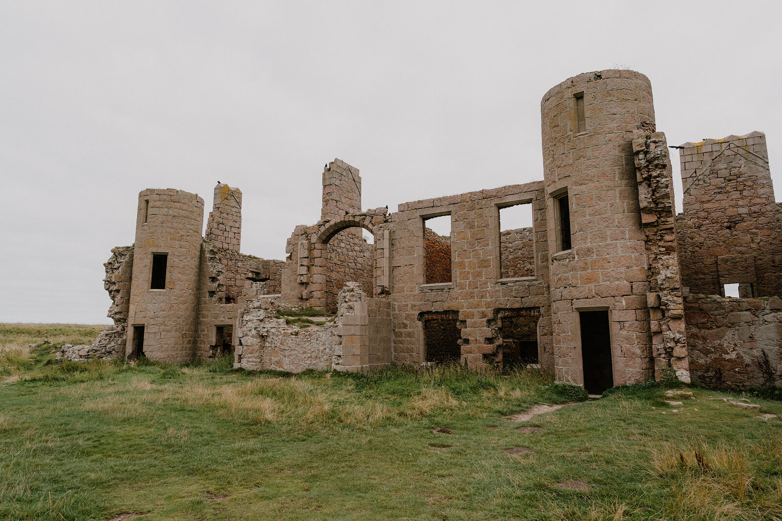 A ruined castle standing above the sea on an Aberdeenshire clifftop.