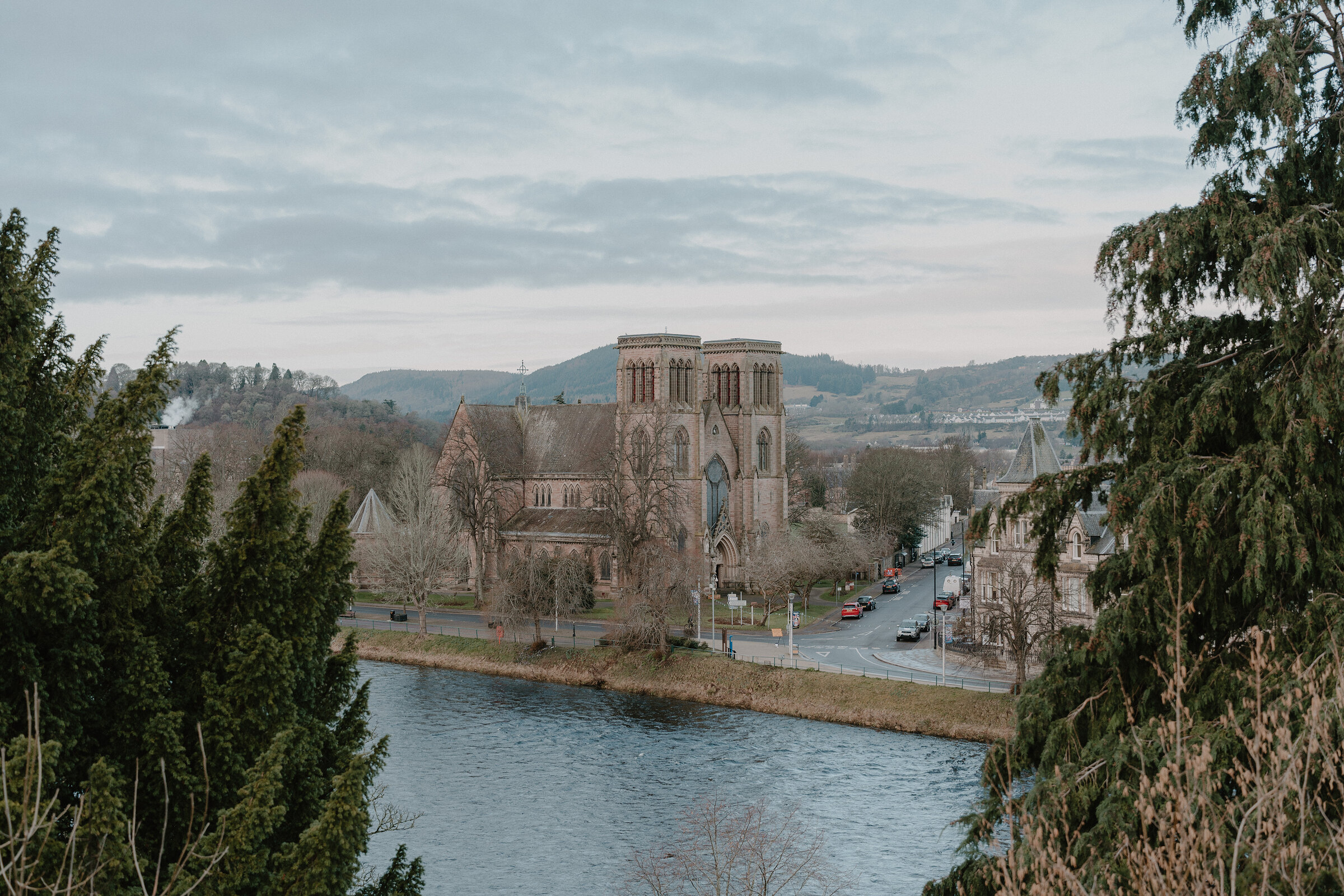 Inverness's old town: the Victorian Market, the Old High Church, Leakey's, the cathedral and the castle hill