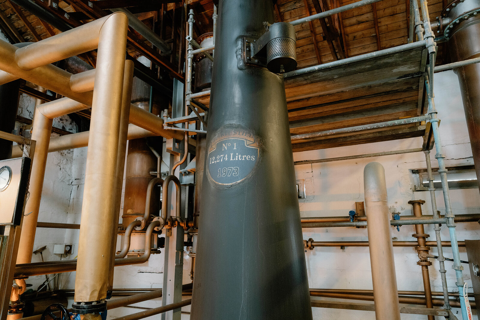 The tall stills at Bruichladdich, in black and white.