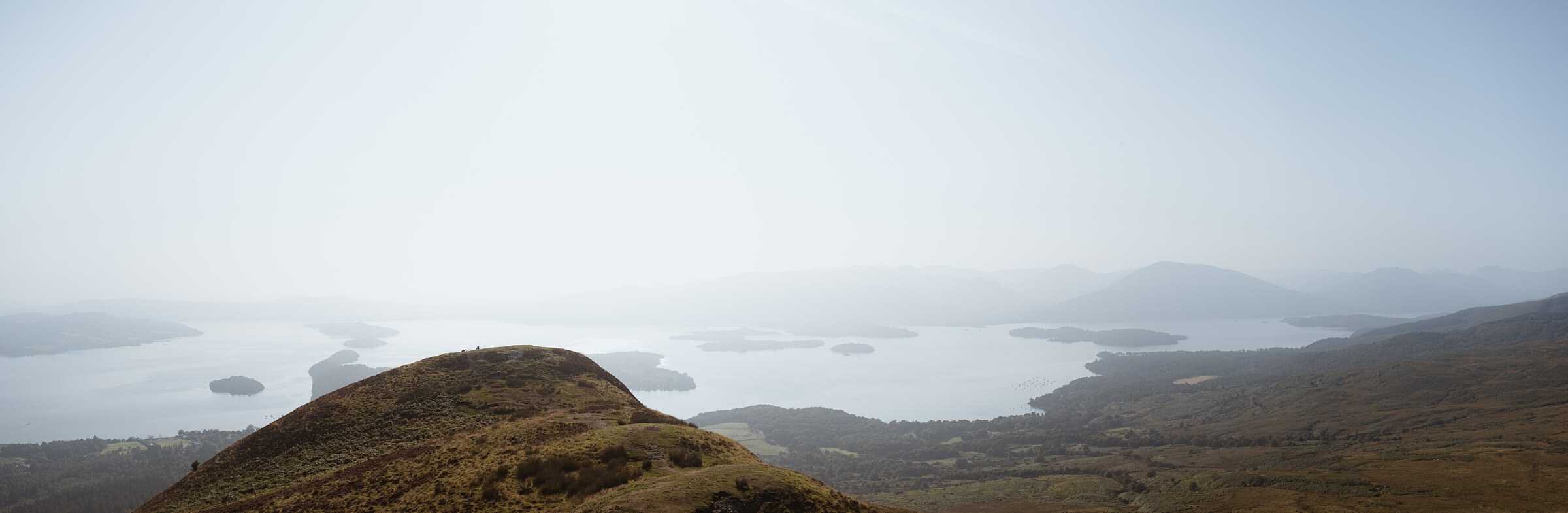 Loch Lomond's wooded islands from the hills above the loch.
