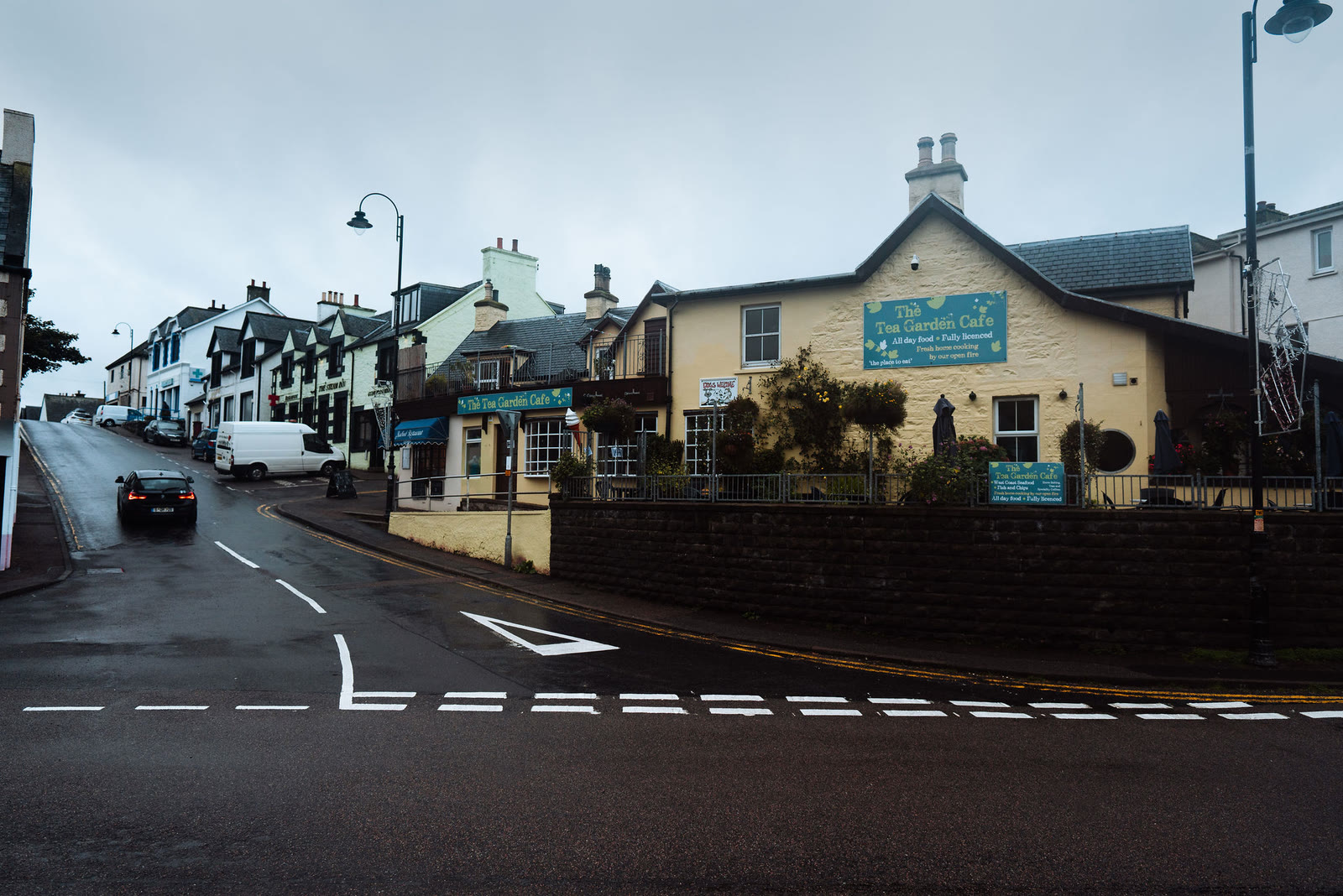 The Tea Garden Cafe on the corner of the road through Mallaig.