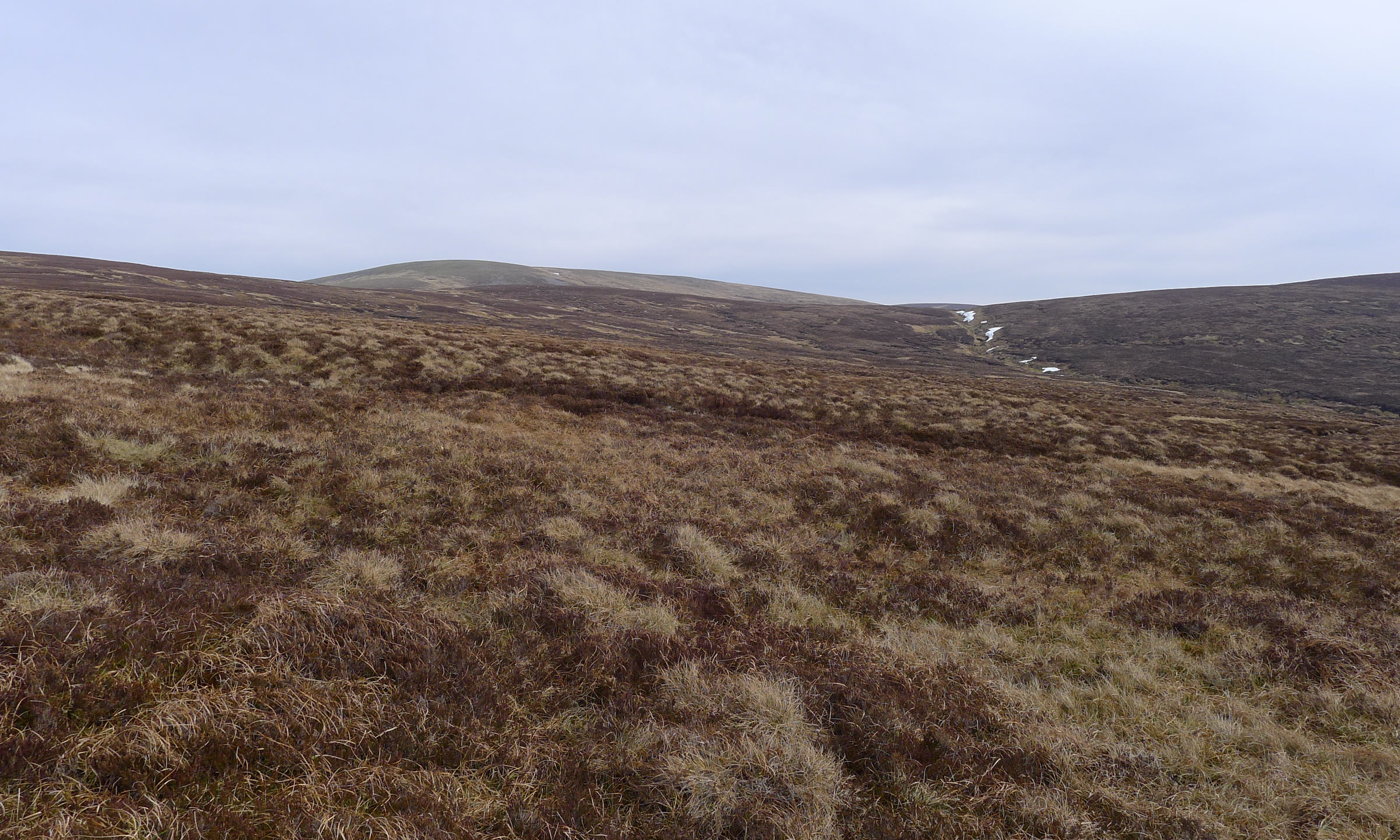 The rounded top of Càrn an Fhìdhleir on the skyline across brown moorland.