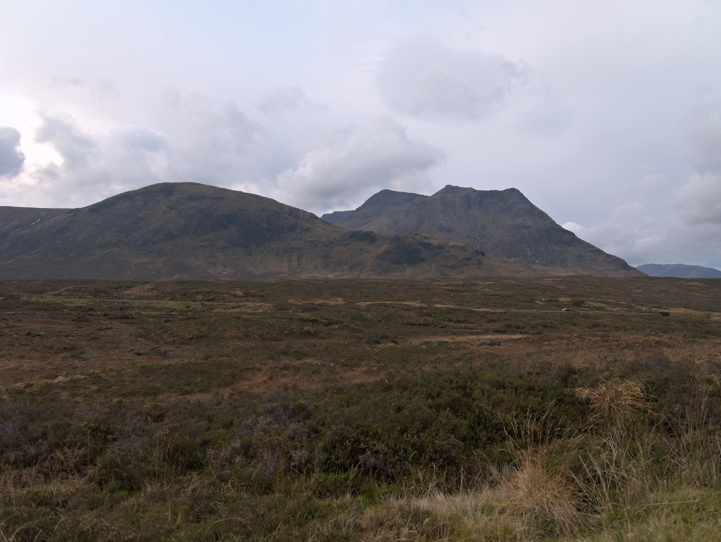 Creise and the Black Mount hills across the dark heather of Rannoch Moor, from the West Highland Way south of Kings House.