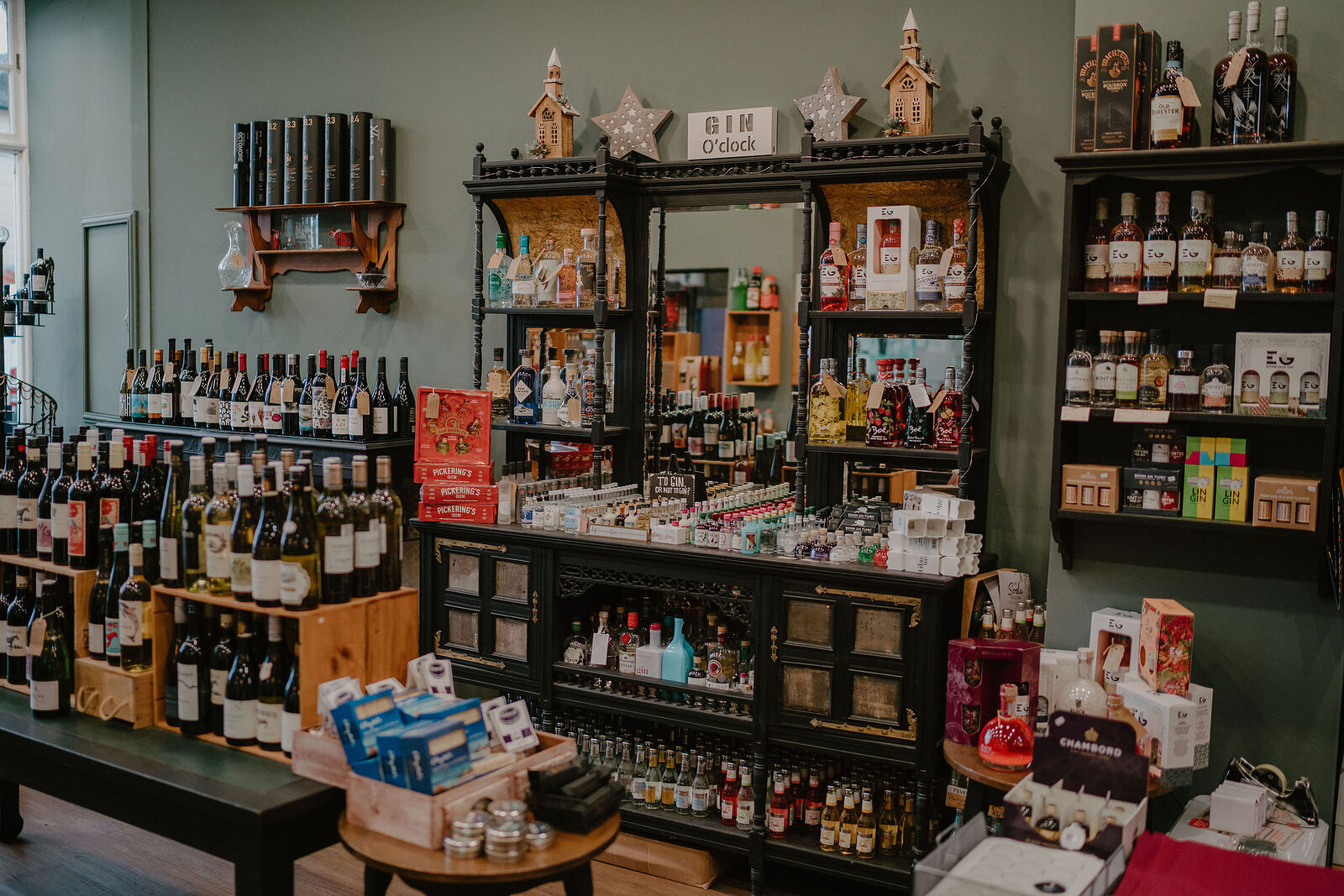 Shelves of whisky and wine inside the Scottish Gantry, Stirling.