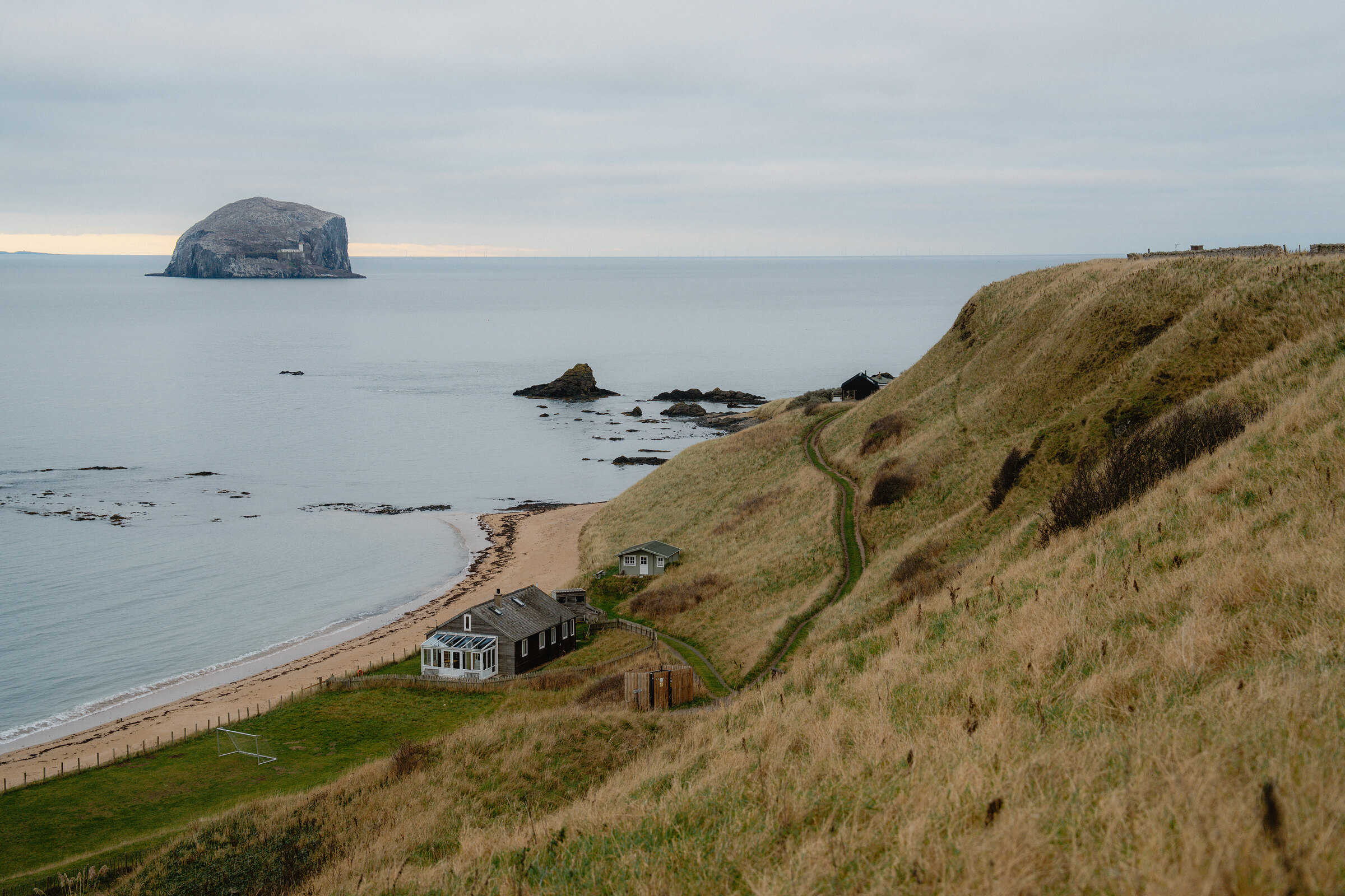 A clifftop sauna at Canty Bay, facing the Bass Rock