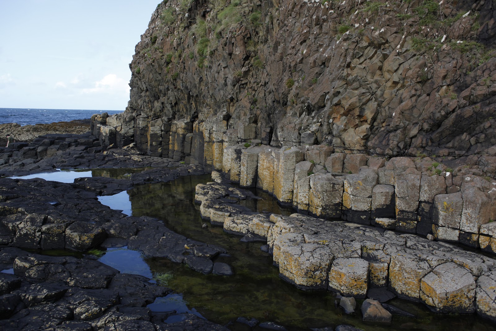 Columns of basalt along the rocky shore of the Ardmeanach peninsula.