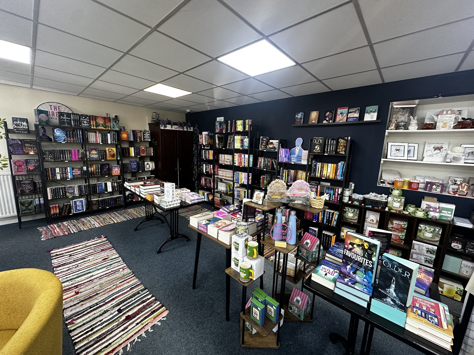 Tables and shelves of books in Ink & Quill, Montrose.