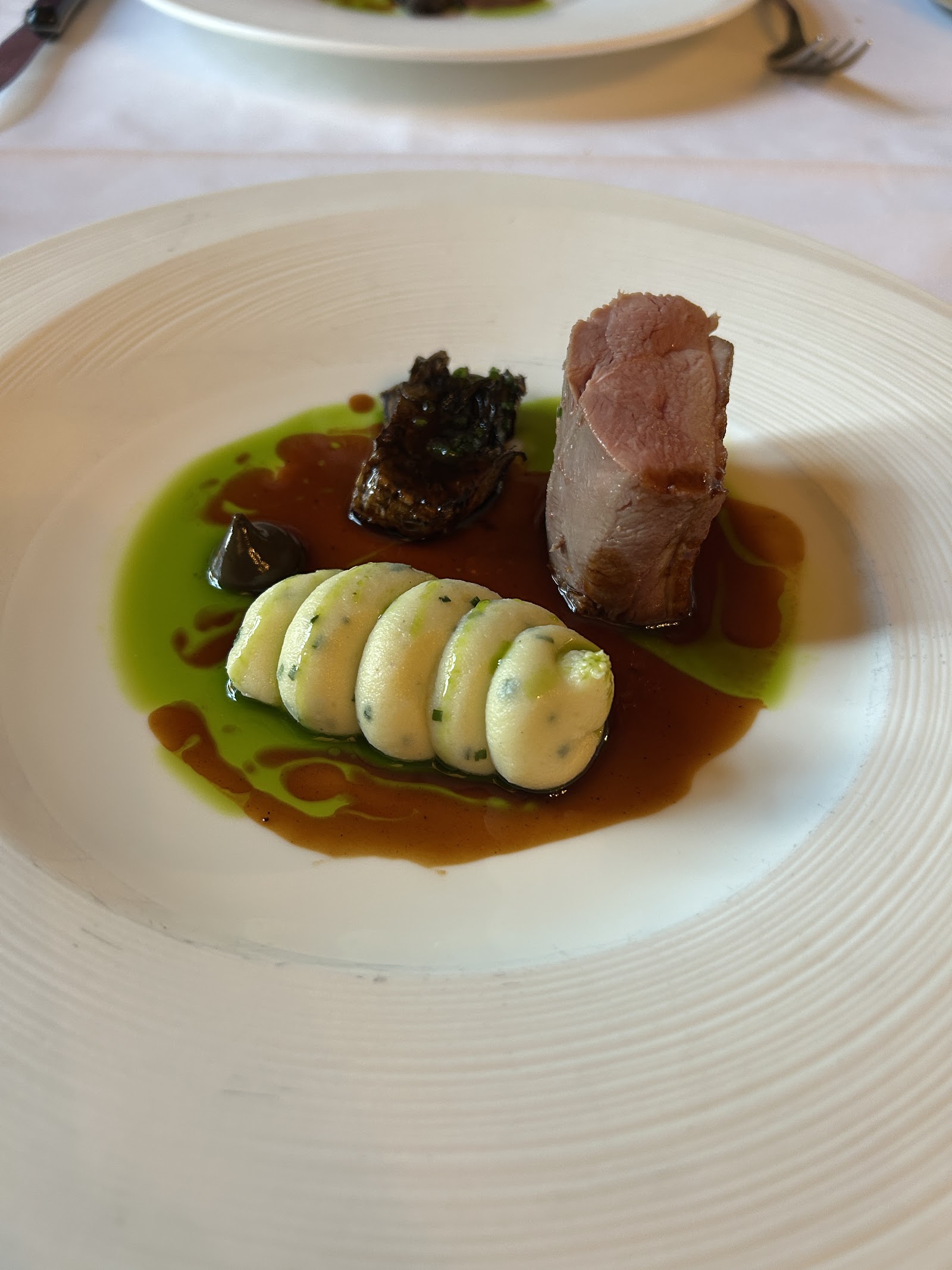 A plate of lamb from the tasting menu at Gordon's, Inverkeilor.