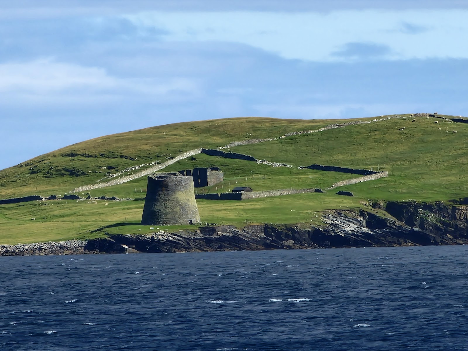 Mousa Broch across the sound, seen from the water on the way over from Sandsayre.
