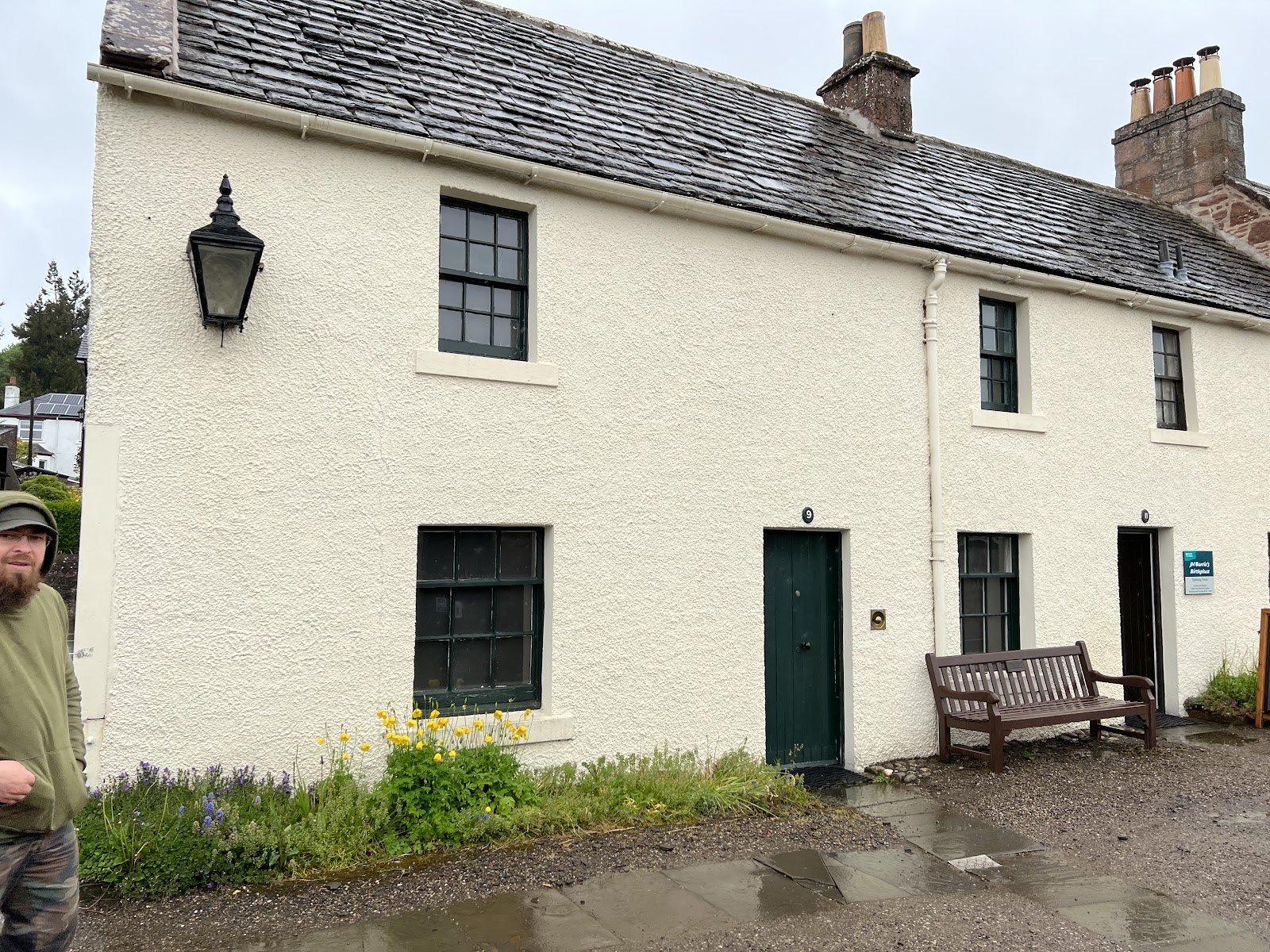 The whitewashed cottage of J.M. Barrie's Birthplace on Brechin Road, Kirriemuir.