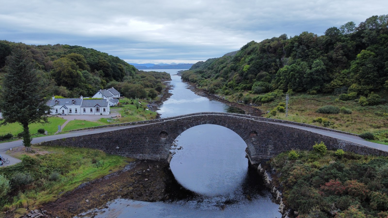The bridge and Clachan Sound from above.