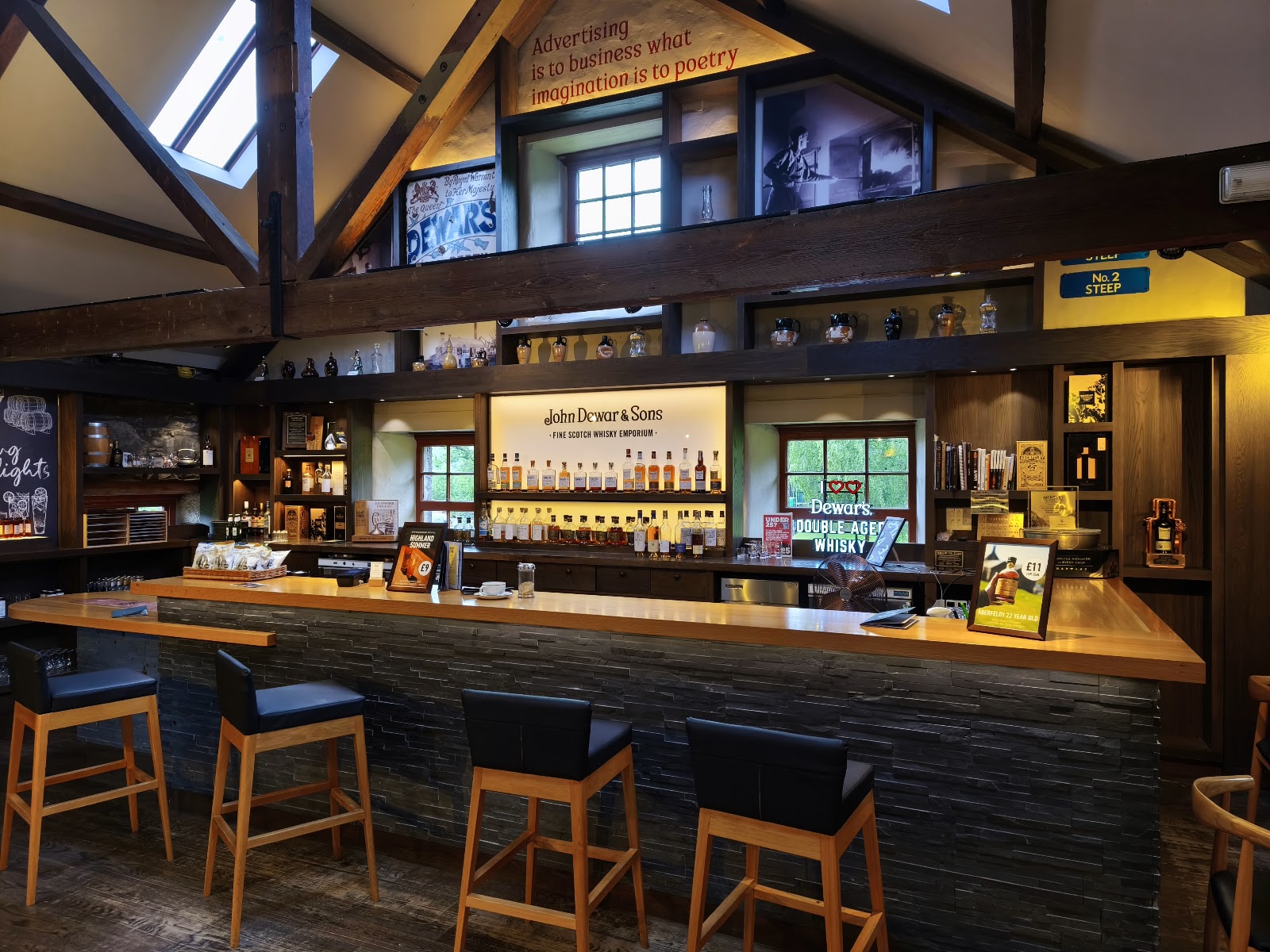 The bar of the whisky lounge at Aberfeldy.