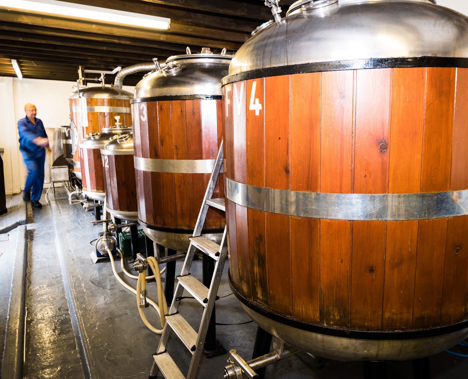 Copper brewing vessels at the Moulin Brewery.