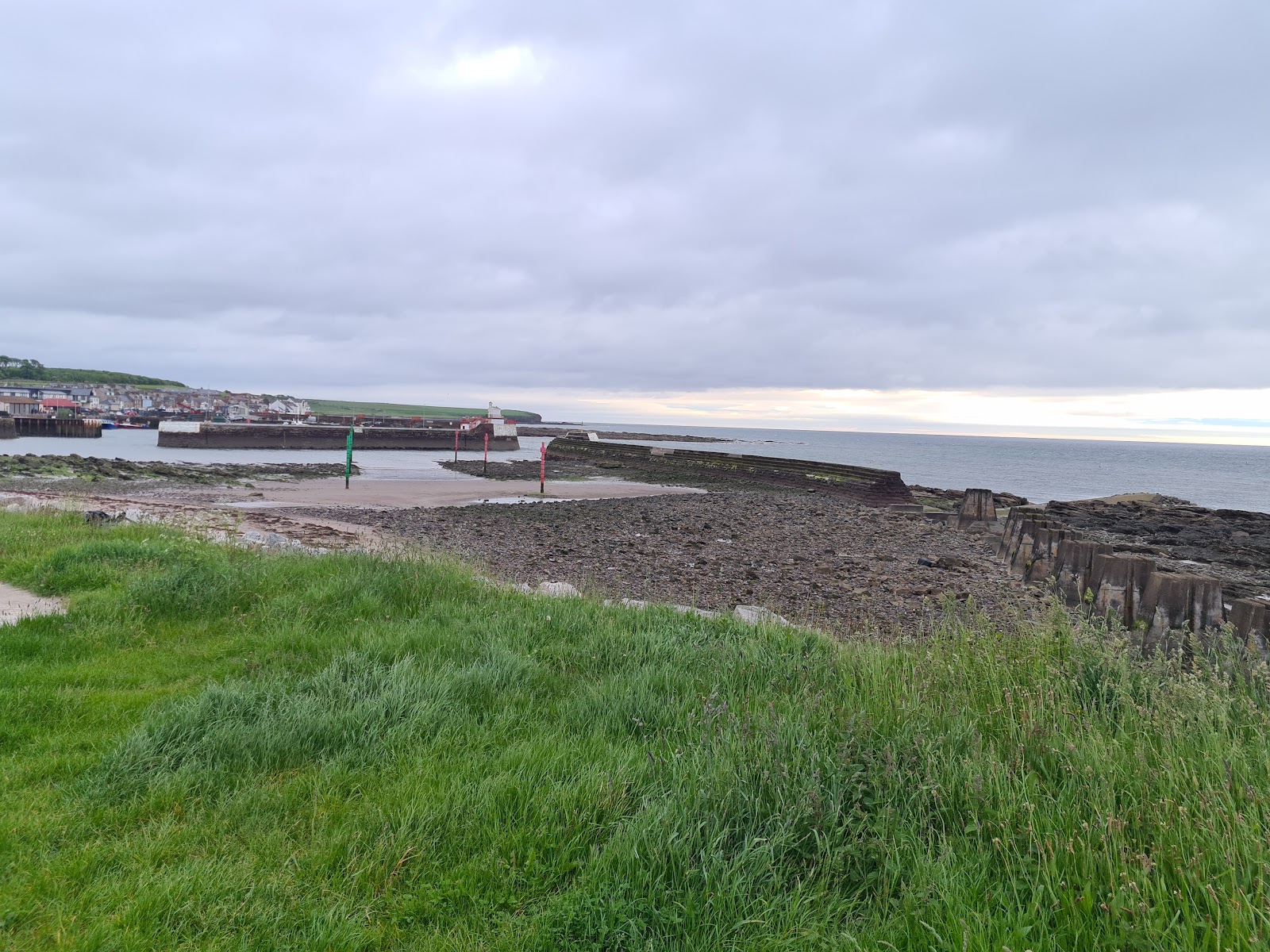 The harbour wall and the sea beyond at Arbroath.