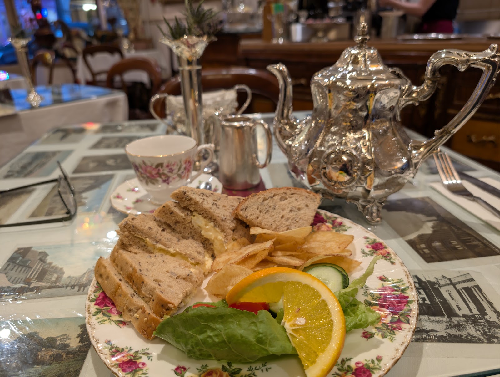 Afternoon tea on flowery china at Effie's of Perth.