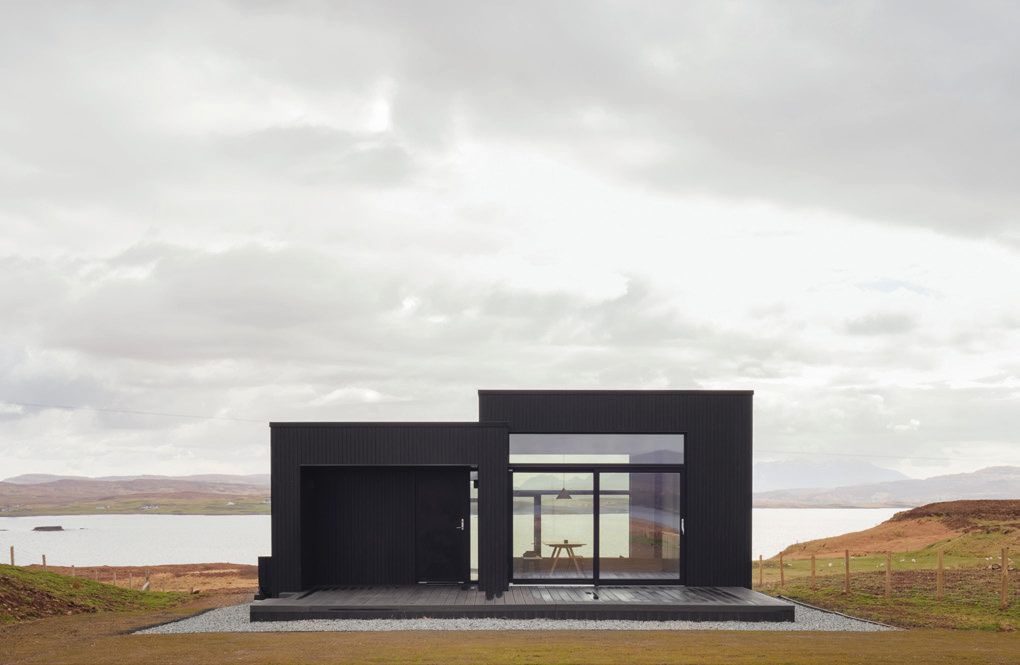 Black h from above on the shore, Skye