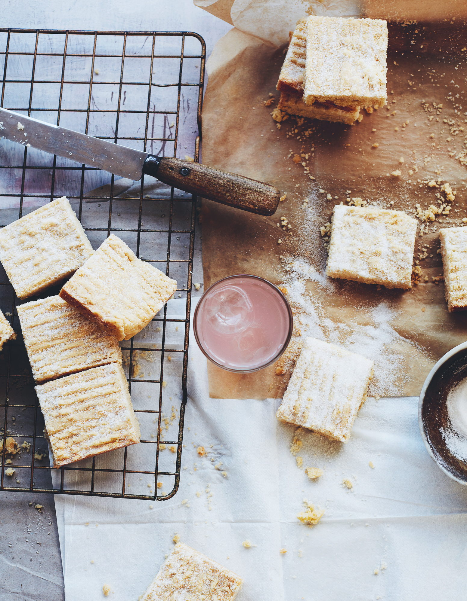 Granny Joans shortbread cooling on a wire rack