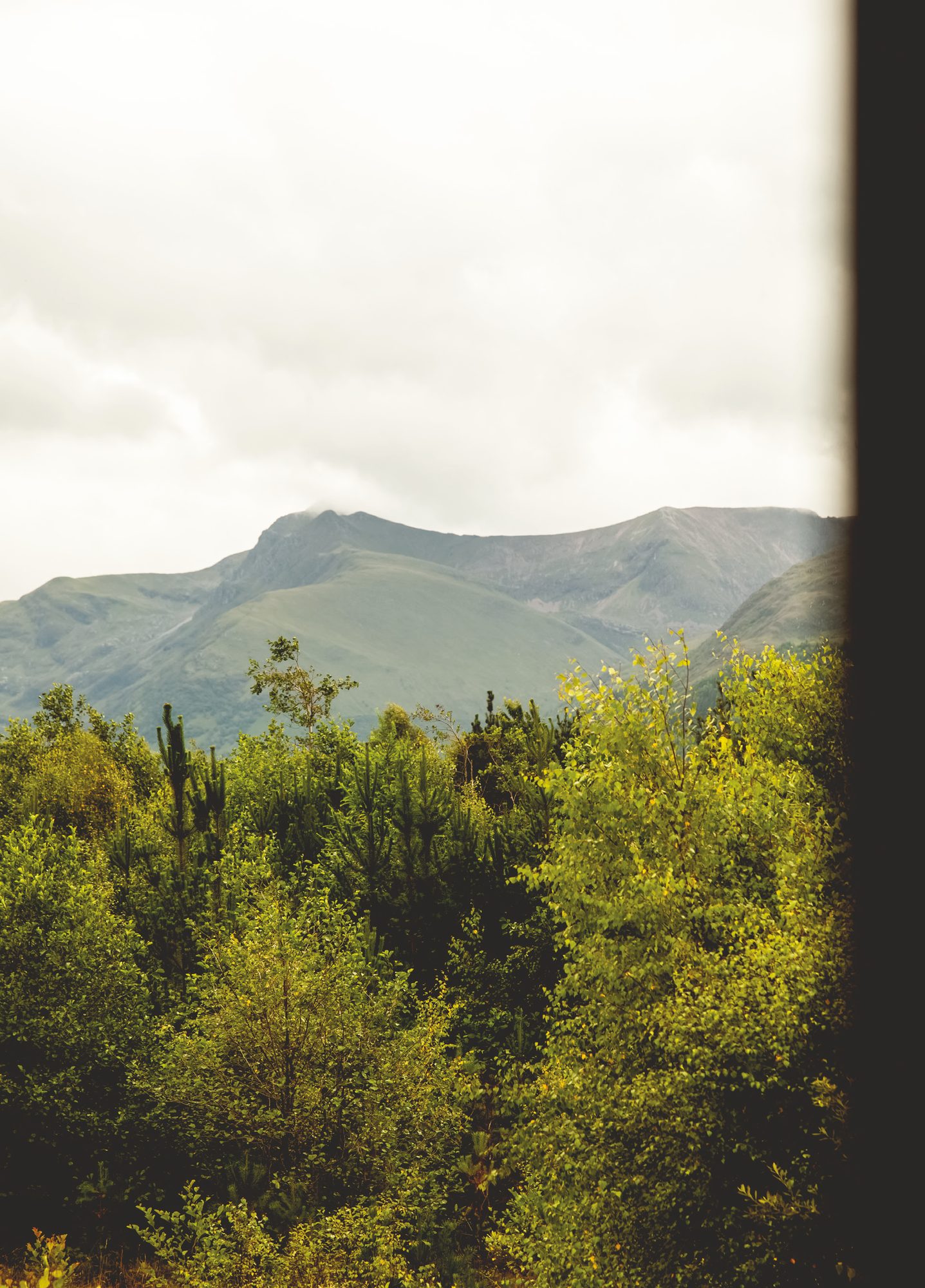 Mountain ridge seen through a window, Isle of Arran