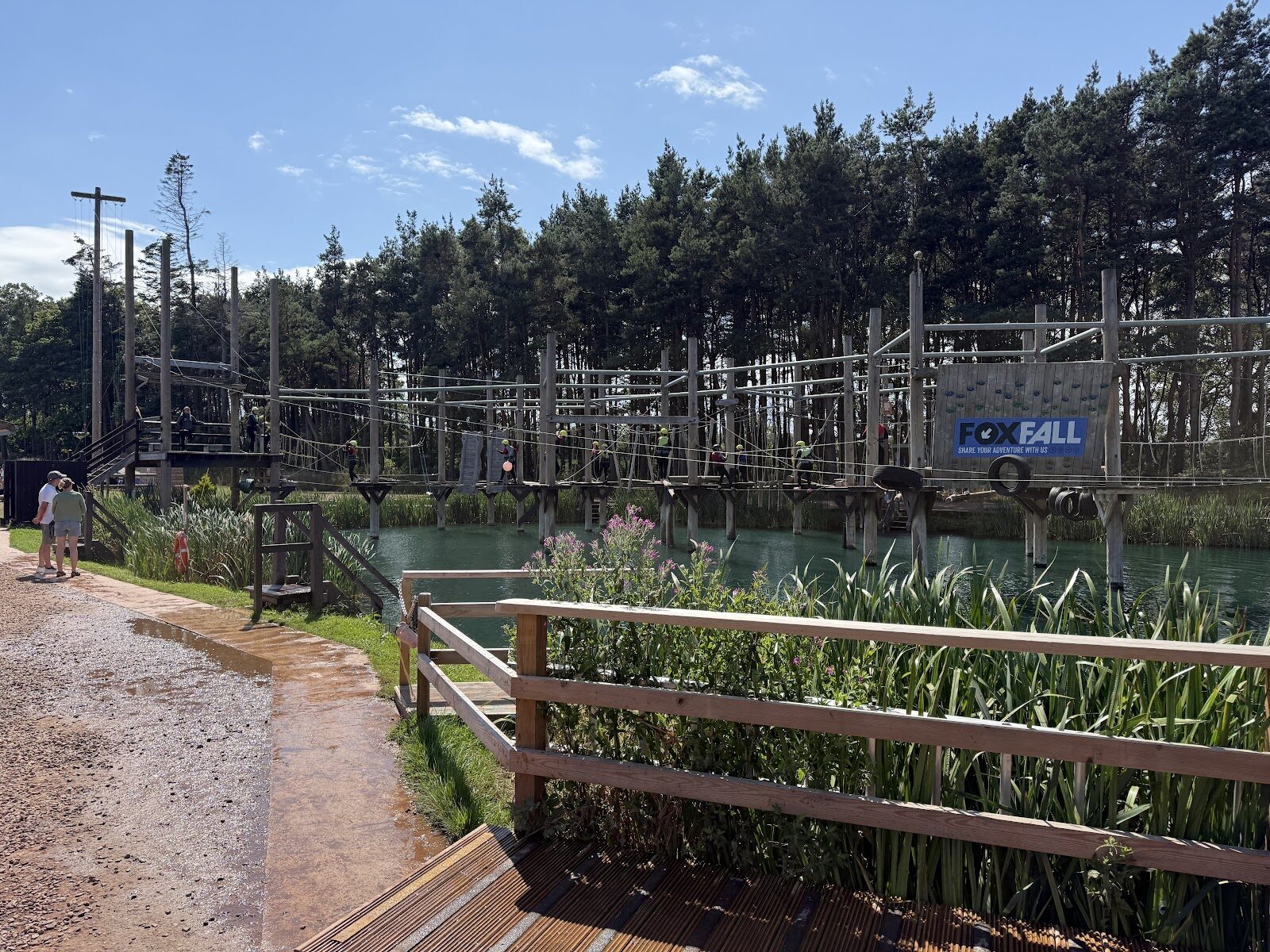 FoxFall at Foxlake, a ropes course and zip line over water