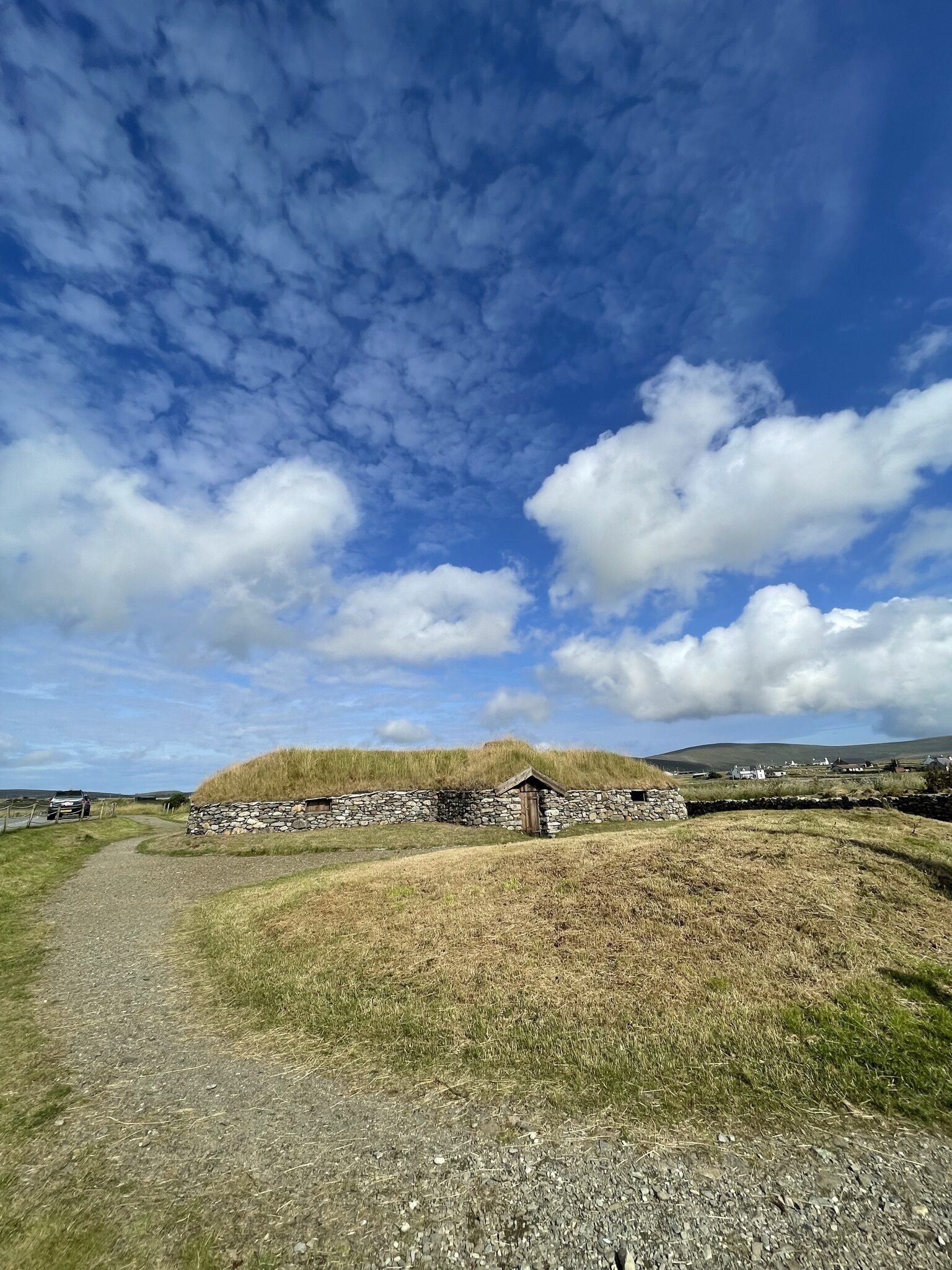 Viking longhouse and longship, Unst