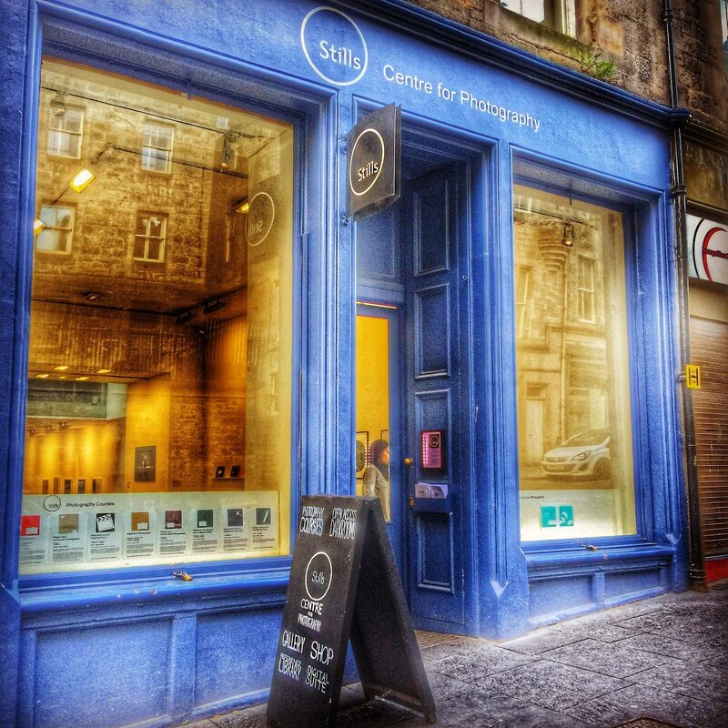 The blue front of Stills on Cockburn Street.