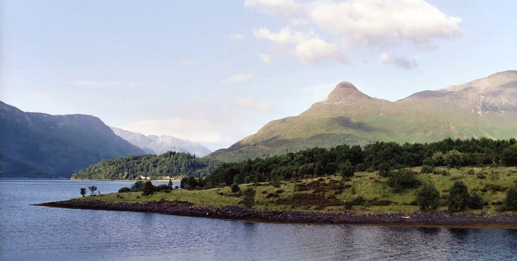 The Pap of Glencoe rising above Loch Leven.