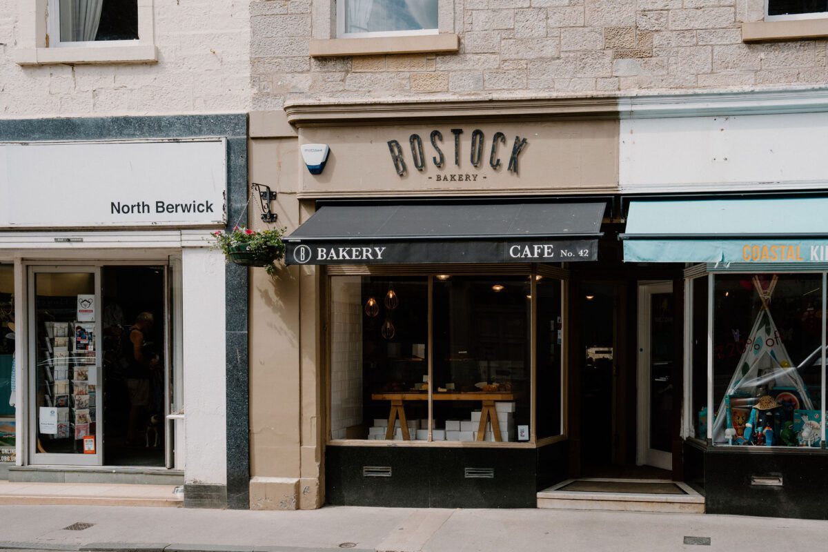 Bostock Bakery and Cafe on a North Berwick high street shopfront